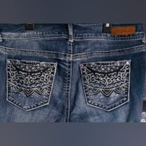 Juniors' WallFlower Like New Luscious Curvy Bling Bootcut Jeans sz 11x32"